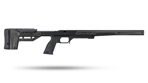ORYX Sportsman Chassis parantaa tarkkuutta ja ergonomiaa, on yhteensopiva AR15-grippien ja M-Lok-lisävarusteiden kanssa, ja tarjoaa mukautettavat värit.